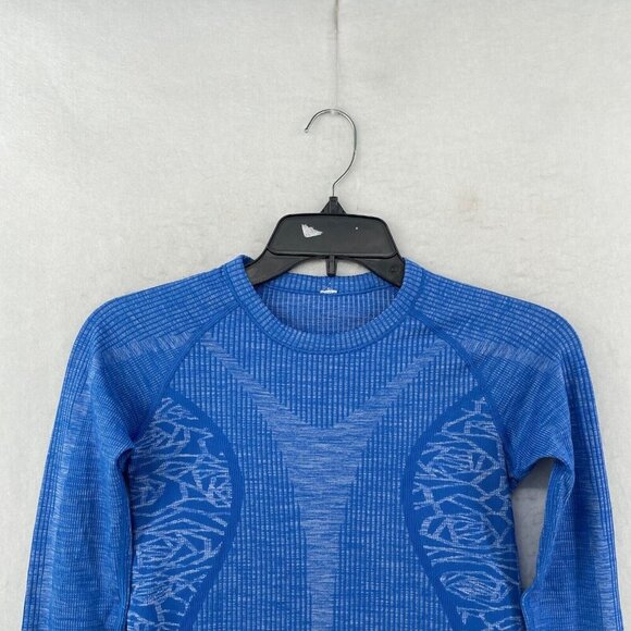 Lululemon RestlessShirt Womens 2XS Blue Knit Ribbed Compression Long Sleeve - Picture 6 of 11